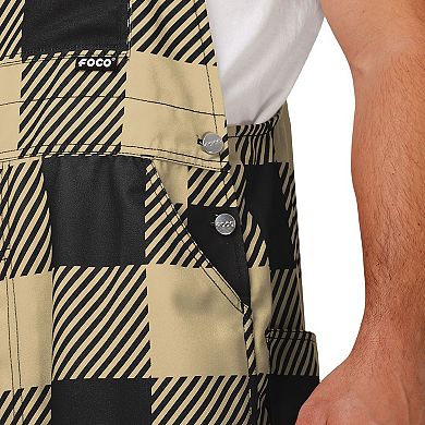 Men's FOCO Black New Orleans Saints Big Logo Plaid Overalls