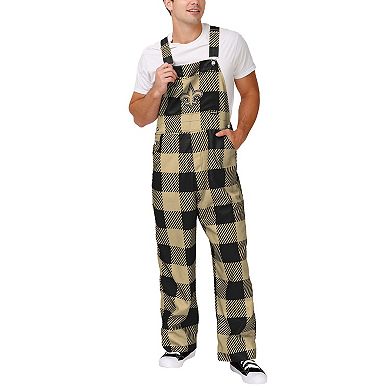 Men's FOCO Black New Orleans Saints Big Logo Plaid Overalls