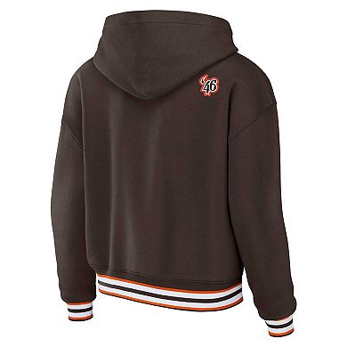 Women's WEAR by Erin Andrews Brown Cleveland Browns Plus Size Lace-Up Pullover Hoodie