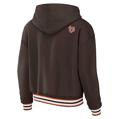 Women's WEAR by Erin Andrews Brown Cleveland Browns Plus Size Lace-Up  Pullover Hoodie