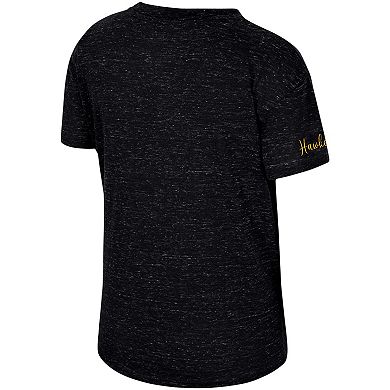 Women's Colosseum Black Iowa Hawkeyes Finalists Tie-Front T-Shirt
