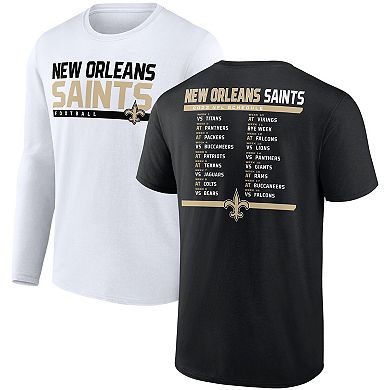 Men's Fanatics Branded Black/White New Orleans Saints Two-Pack 2023 Schedule T-Shirt Combo Set