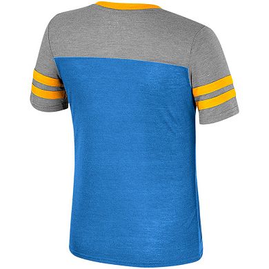 Girls Youth Colosseum Blue/Heather Gray UCLA Bruins Summer Striped V-Neck T-Shirt