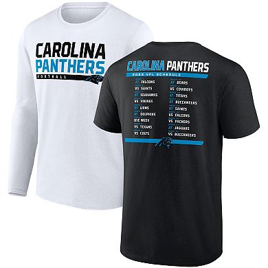 Men's Fanatics Branded Black/White Carolina Panthers Two-Pack 2023 Schedule T-Shirt Combo Set