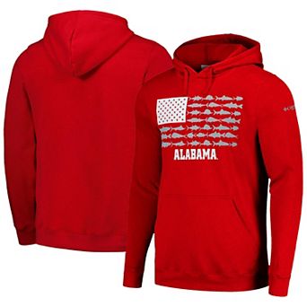 Men's Columbia Crimson Alabama Crimson Tide PFG Fish Flag II Pullover Hoodie