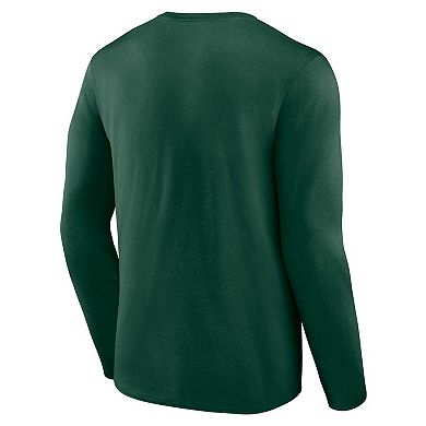 Men's Profile Green Miami Hurricanes Big & Tall Two-Hit Graphic Long Sleeve T-Shirt
