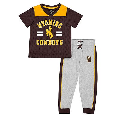 Toddler Colosseum Brown/Heather Gray Wyoming Cowboys Ka-Boot-It Jersey & Pants Set