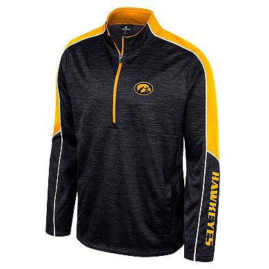Men's Colosseum Black Iowa Hawkeyes Marled Half-Zip Jacket