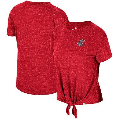 Women's Colosseum Crimson Washington State Cougars Finalists Tie-Front T-Shirt