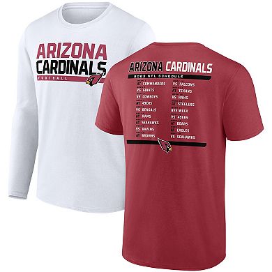 Men's Fanatics Branded Cardinal/White Arizona Cardinals Two-Pack 2023 Schedule T-Shirt Combo Set