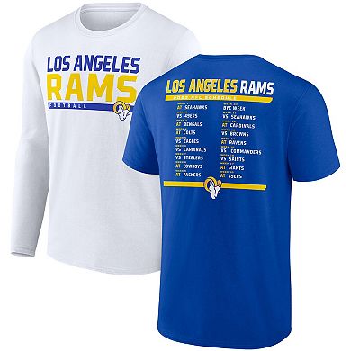 Men's Fanatics Branded Royal/White Los Angeles Rams Two-Pack 2023 Schedule T-Shirt Combo Set