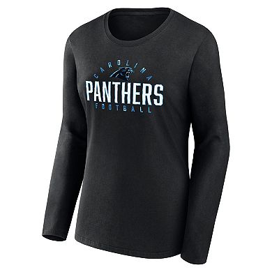 Women's Fanatics Branded Black Carolina Panthers Plus Size Foiled Play Long Sleeve T-Shirt