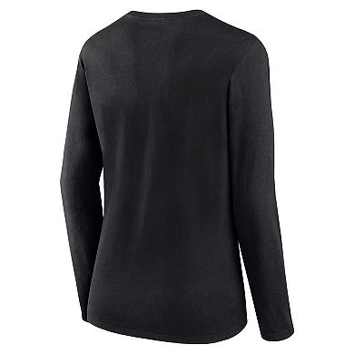 Women's Fanatics Branded Black Carolina Panthers Plus Size Foiled Play Long Sleeve T-Shirt