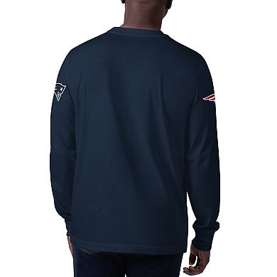 Men's Starter Navy New England Patriots Clutch Hit Long Sleeve T-Shirt