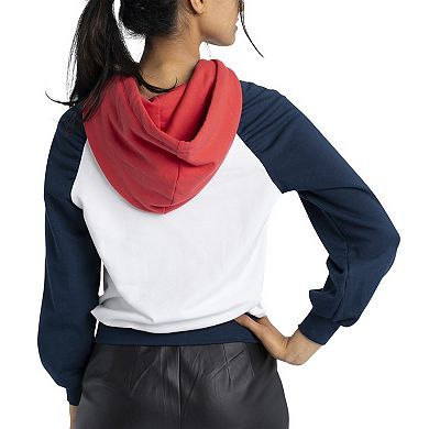 Women's Lusso White Atlanta Braves Marlowe Tri-Blend Raglan Pullover Hoodie