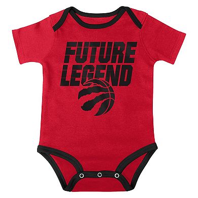 Infant Red/Black/Gray Toronto Raptors Bank Shot Bodysuit, Hoodie T-Shirt & Shorts Set