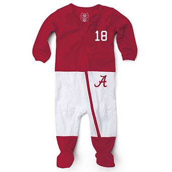 Infant Wes & Willy Crimson Alabama Crimson Tide Football Uniform Full-Zip Footed Jumper