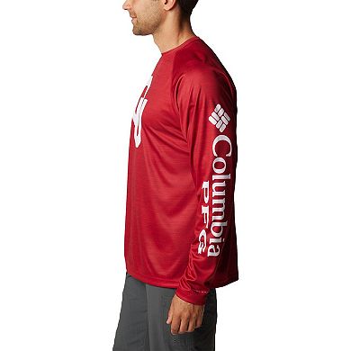 Men's Columbia Crimson Oklahoma Sooners PFG Terminal Tackle Omni-Shade Raglan Long Sleeve T-Shirt