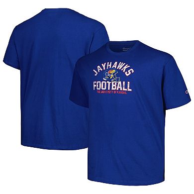 Men's Champion Royal Kansas Jayhawks Big & Tall Football Helmet T-Shirt