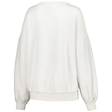 Women's Majestic Threads White Cleveland Browns Contrast Fleece Tri-Blend Pullover Sweatshirt