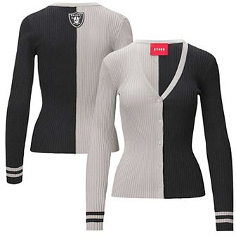 Women's Silver/Black Las Vegas Raiders Cargo Sweater