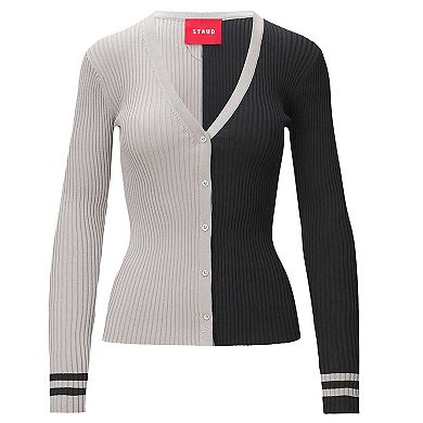 Women's STAUD Silver/Black Las Vegas Raiders Cargo Sweater