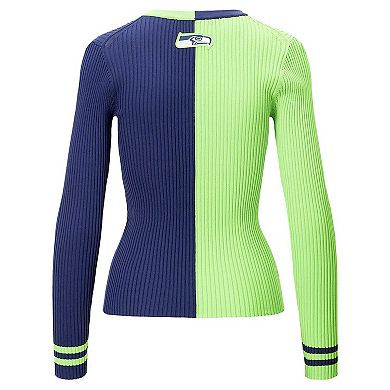 Women's STAUD Neon Green/Navy Seattle Seahawks Cargo Sweater
