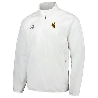 Men's adidas White Wyoming Cowboys Sideline AEROREADY Raglan Quarter-Zip Jacket