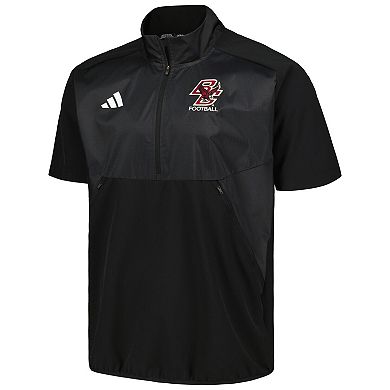 Men's adidas Black Boston College Eagles Sideline AEROREADY Raglan Short Sleeve Quarter-Zip Jacket