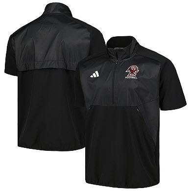 Men's adidas Black Boston College Eagles Sideline AEROREADY Raglan Short Sleeve Quarter-Zip Jacket