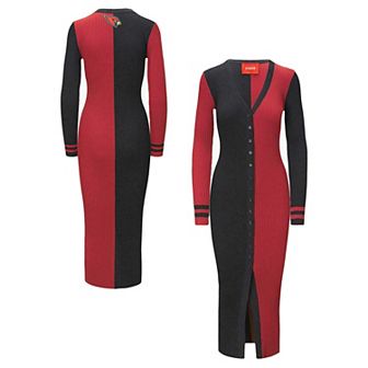 Women's Black/Cardinal Arizona Cardinals Shoko Knit Button-Up Sweater Dress