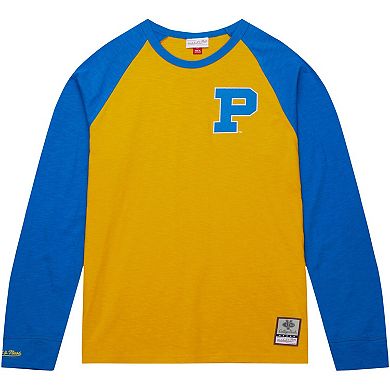 Men's Mitchell & Ness Gold Pitt Panthers Legendary Slub Raglan Long Sleeve T-Shirt