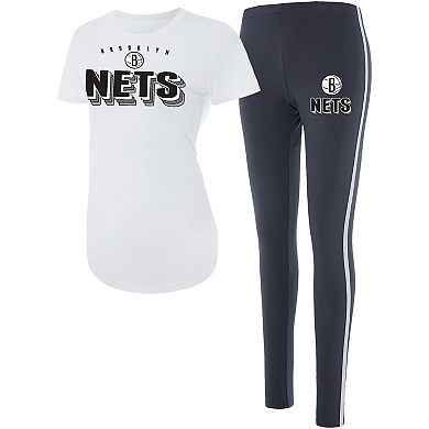 Women's Concepts Sport White/Charcoal Brooklyn Nets Sonata T-Shirt & Leggings Sleep Set