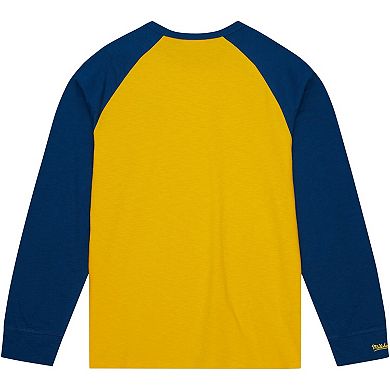 Men's Mitchell & Ness Gold West Virginia Mountaineers Legendary Slub Raglan Long Sleeve T-Shirt