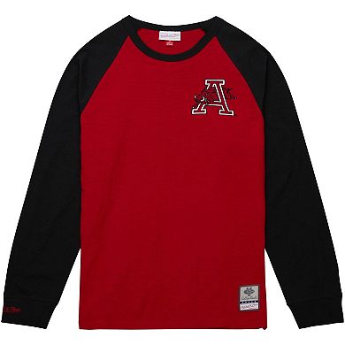Men's Mitchell & Ness Cardinal Arkansas Razorbacks Legendary Slub Raglan Long Sleeve T-Shirt