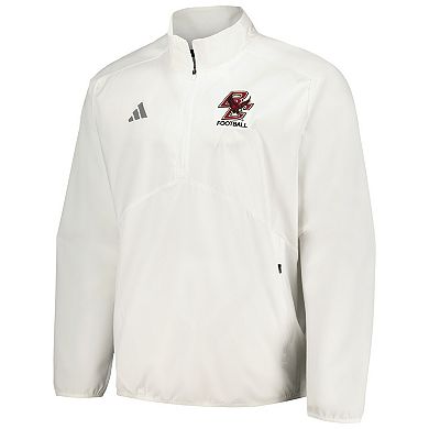 Men's adidas White Boston College Eagles Sideline AEROREADY Raglan Quarter-Zip Jacket