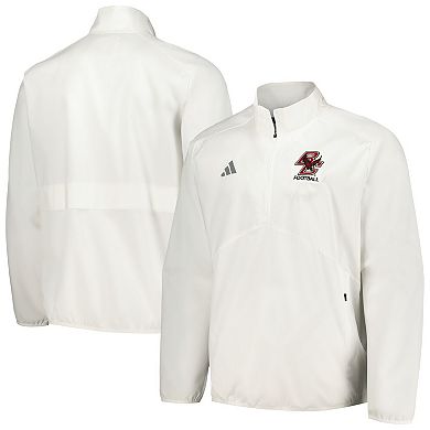 Men's adidas White Boston College Eagles Sideline AEROREADY Raglan Quarter-Zip Jacket