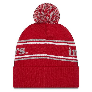 Men's New Era Crimson Indiana Hoosiers Marquee Cuffed Knit Hat with Pom
