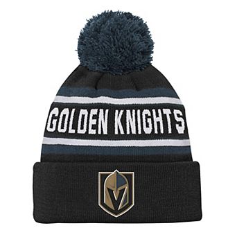 Youth Vegas Golden Knights Black Jacquard Cuffed Knit Hat with Pom