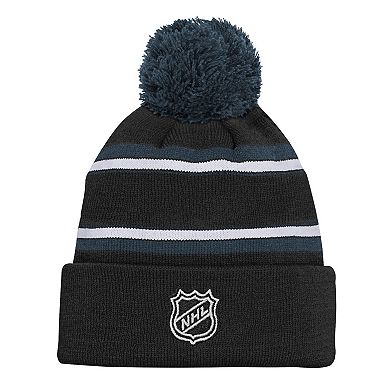 Youth Vegas Golden Knights Black Jacquard Cuffed Knit Hat with Pom