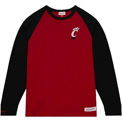 Men's Mitchell & Ness Red Cincinnati Bearcats Legendary Slub Raglan Long Sleeve T-Shirt