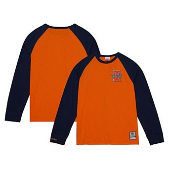 Men's Mitchell & Ness Orange Illinois Fighting Illini Legendary Slub Raglan Long Sleeve T-Shirt
