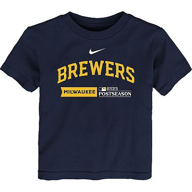 Youth Nike  Navy Milwaukee Brewers 2023 Postseason Authentic Collection T-Shirt