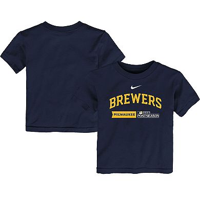 Youth Nike  Navy Milwaukee Brewers 2023 Postseason Authentic Collection T-Shirt