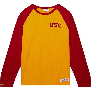 Men's Mitchell & Ness Gold USC Trojans Legendary Slub Raglan Long Sleeve T-Shirt