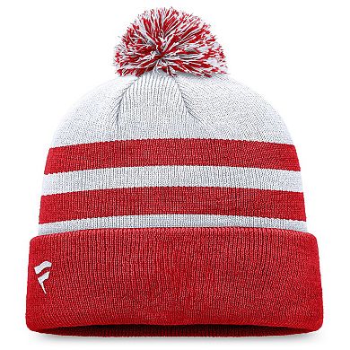 Men's Fanatics Branded Gray Calgary Flames Cuffed Knit Hat with Pom