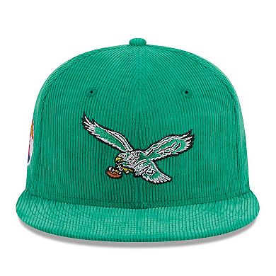 Men's New Era Kelly Green Philadelphia Eagles Throwback Cord 59FIFTY Fitted Hat