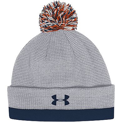 Men's Under Armour Gray Auburn Tigers 2023 Sideline Performance Cuffed Knit Hat with Pom