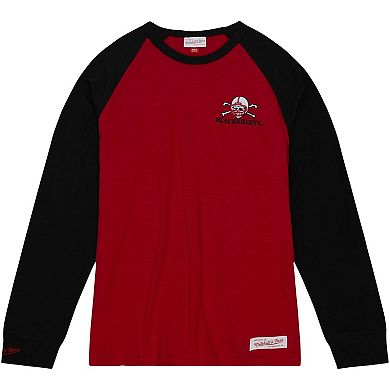 Men's Mitchell & Ness Scarlet Nebraska Huskers Legendary Slub Raglan Long Sleeve T-Shirt