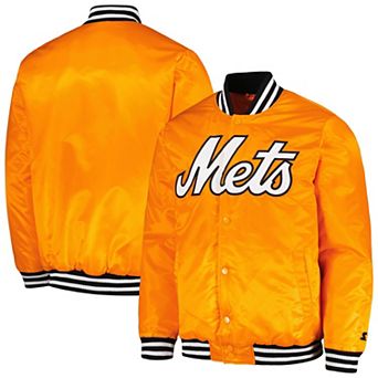 Men's Starter Orange New York Mets Cross Bronx Fashion Satin Full-Snap Varsity Jacket
